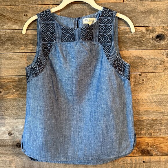 Madewell Embroidered Linen Tank in S - Picture 1 of 5
